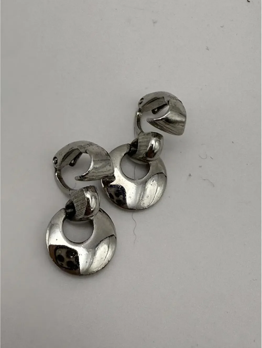 Trifari Silver Tone Clip-On Hoop Earrings